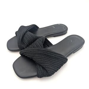 Nordstrom Chantelle Slide Sandal Women's Twist Front Black Size US5.5M EU36